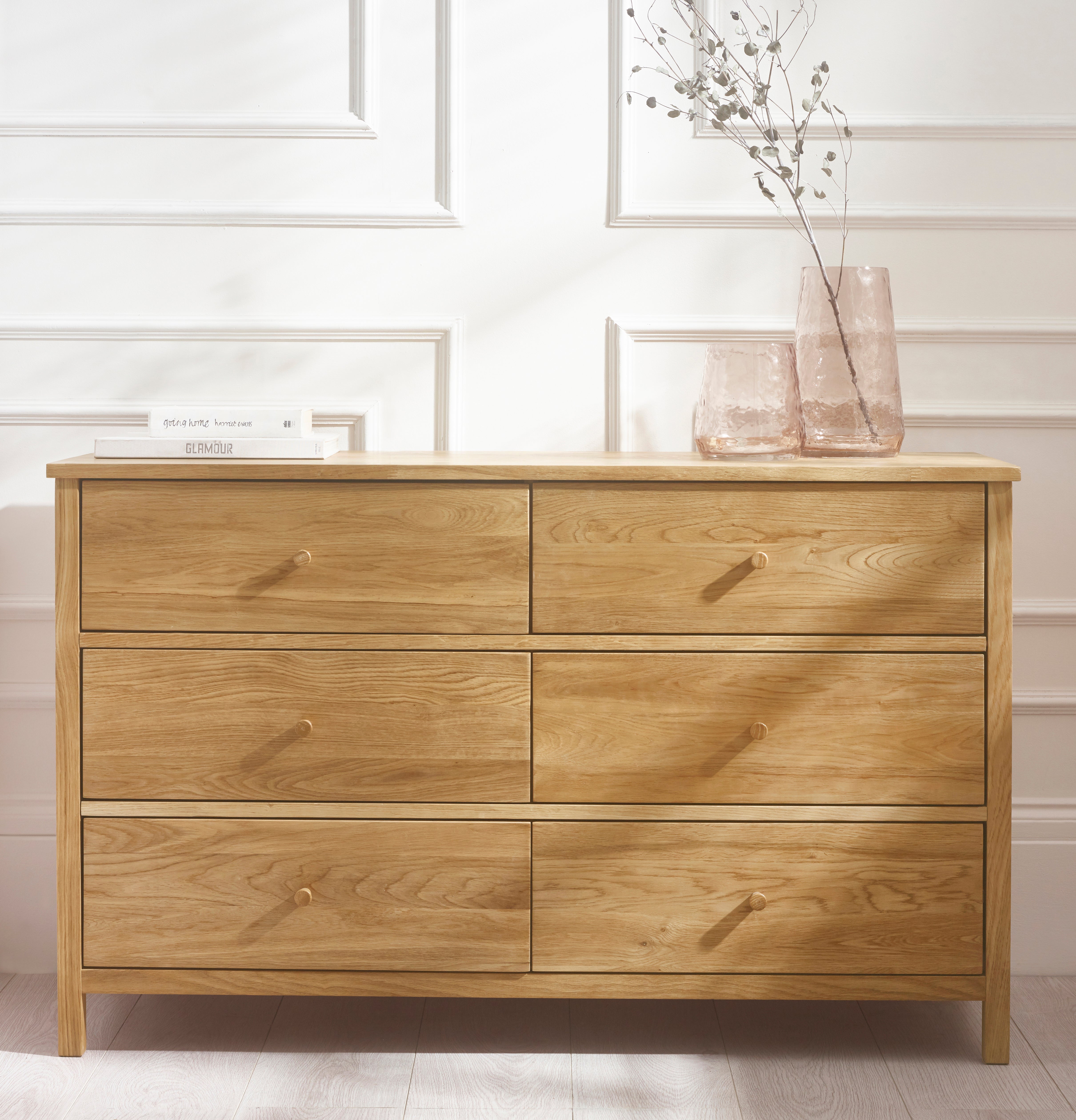 Osborne Solid Oak Wood Chest of Drawers | 6 Drawers